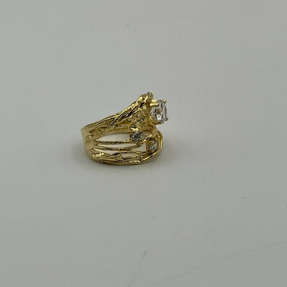 14K Gold Over Sterling Silver Leaf Wire Wrap Ring Size 6 Gift for Her - Picture 5 of 10